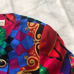 Vintage Lillie Rubin Silk Bold Funky Crop Blazer